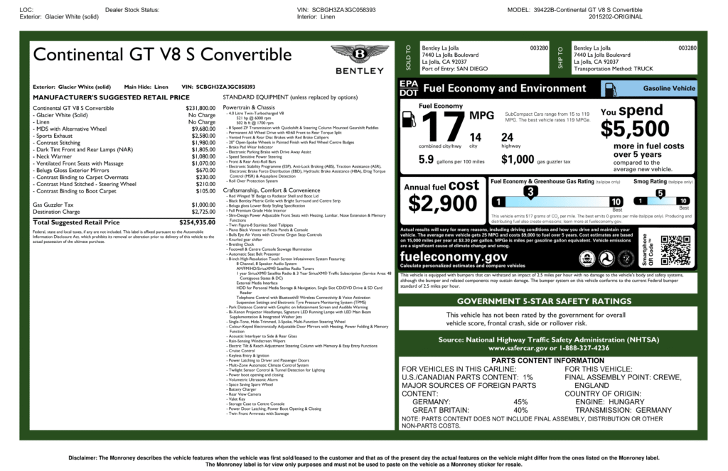 2016 Bentley Continental GTC V8 S